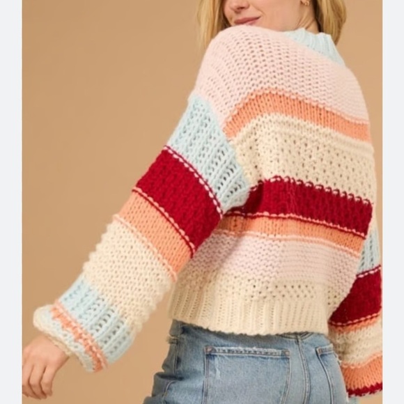 ALTARD STATE BLUE RED CHUNKY KNIT SWEATER XS - Picture 1 of 6